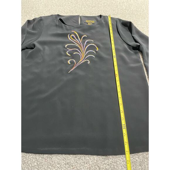 Bob Mackie Women's M Long Sleeve Top Printed Pull On Skirt 2 Pc Set Outfit Black - Picture 8 of 13